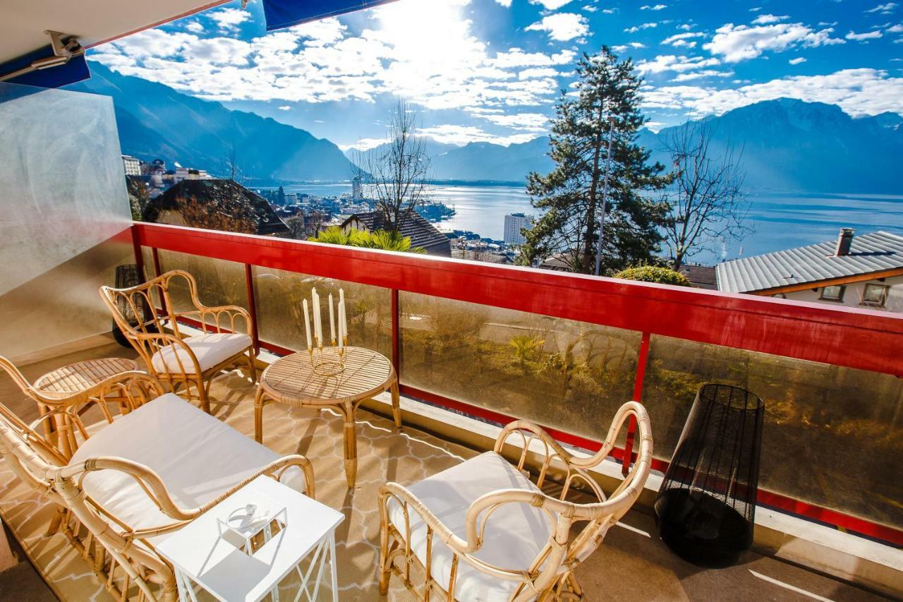 Terrace With Lake & Mountain View Montreux Exterior foto